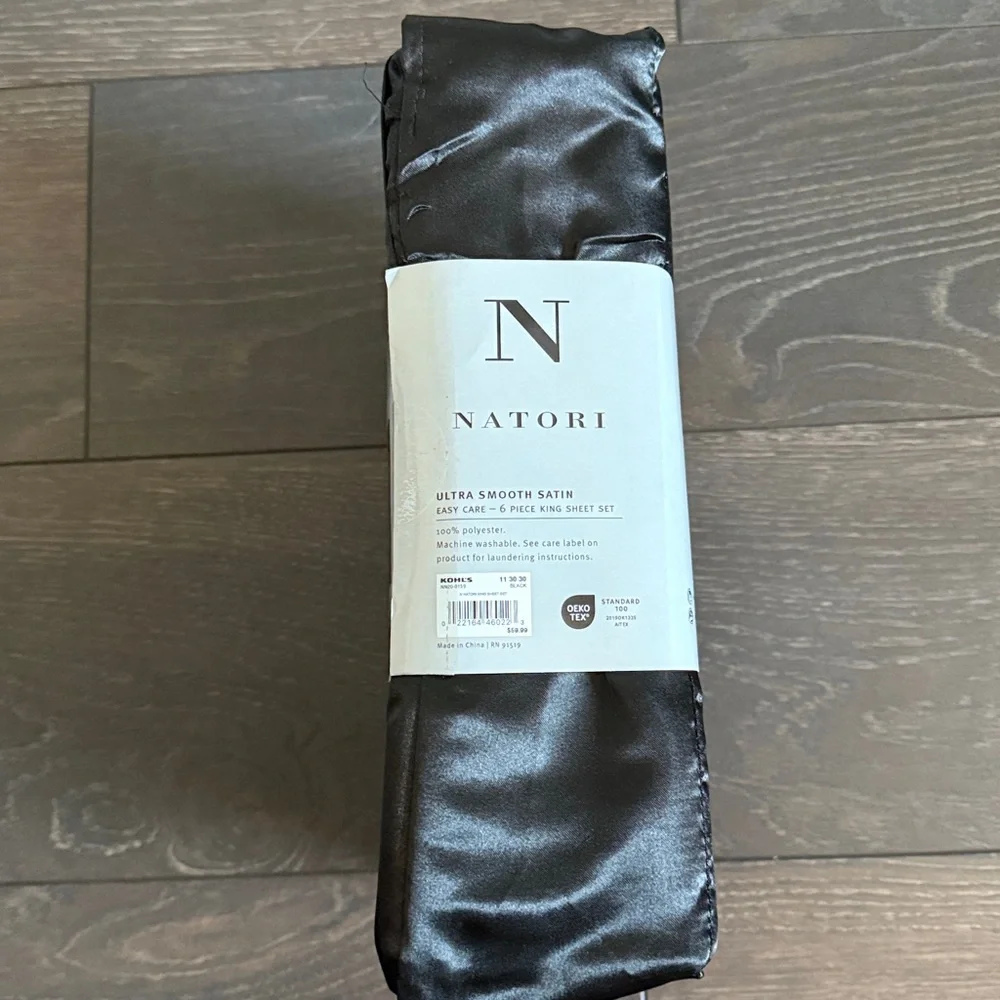 Natori Satin Black Bedding Set